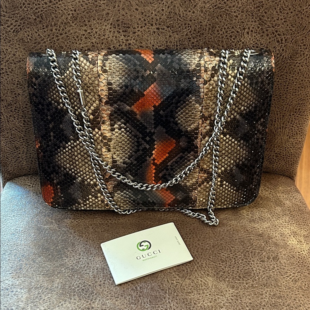 Gucci Python Pattern Shoulder Bag - Black, Brown,… - image 4